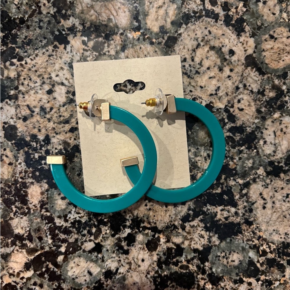 Green and gold earrings